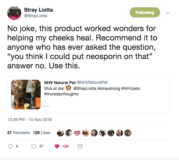 Stray liotta tweet about NHV All clear ointment