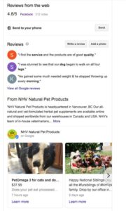 NHV Natural Pet Products supplements and remedies google reviews