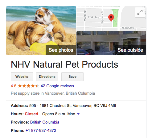 NHV Natural Pet Products supplements and remedies main office