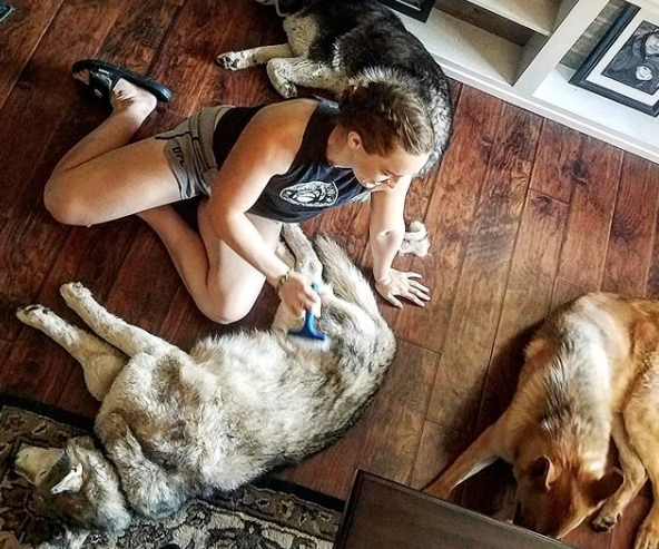 aspen ladd with her dogs